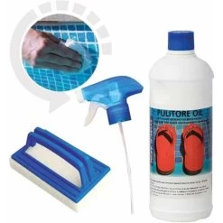 Sgrassatore Detergente Per Pulizia Liner E Bordo Piscina 1 LT + Spazzola + Erogatore - Per Piscine Spa Idromassaggio