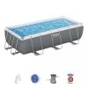Piscina Fuori Terra Rettangolare Antracite 404x201x100 Cm Power Steel Con Pompa, Filtro E Scaletta - Bestway 56441-new