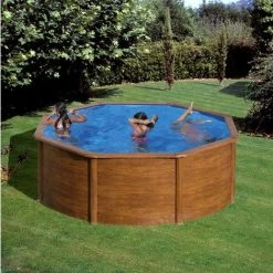 GRE PISCINA FUORITERRA PACIFIC 240x120 Cm ESTETICA LEGNO IN ACCIAIO FILTRO SABBIA E ACCESSORI Cod. KIT240W
