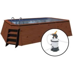 Piscina Pannelli In Legno K2O 490x293x110 Cm Pompa Filtro A Sabbia Di 3.028 L/H Con Scaletta -Bestway Italia 17344657 3