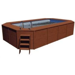 Piscina Pannelli In Legno K2O 655x390x124 Cm Pompa Filtro A Sabbia Di 5.678 L/H Con Scaletta