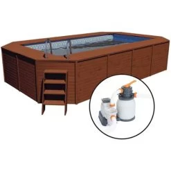 Piscina Pannelli In Legno K2O 655x390x124 Cm Pompa Filtro A Sabbia Di 5.678 L/H Con Scaletta 9 Piscina Pannelli In Legno K2O 655x390x124 Cm Pompa Filtro A Sabbia Di 5.678 L/H Con Scaletta -Bestway Italia 17344660 3