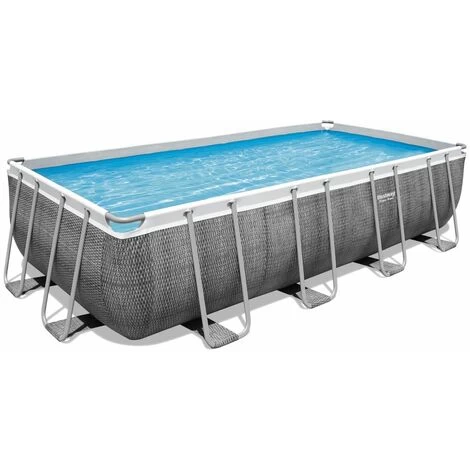 Bestway Piscina Base Struttura E Liner Rettangolare Power Steel Da 488x244x122 Cm Effetto Rattan Grigio 3 Bestway Piscina Base Struttura E Liner Rettangolare Power Steel Da 488x244x122 Cm Effetto Rattan Grigio