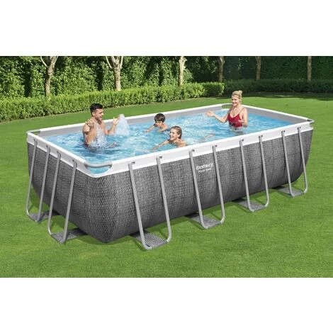 Bestway Piscina Base Struttura E Liner Rettangolare Power Steel Da 488x244x122 Cm Effetto Rattan Grigio 4 Bestway Piscina Base Struttura E Liner Rettangolare Power Steel Da 488x244x122 Cm Effetto Rattan Grigio - immagine 2