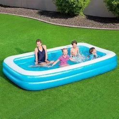Bestway Piscina Gonfiabile Fuoriterra Family 2 Anelli Rettangolare 305x183x46cm Giardino