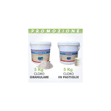 5 Kg Di Cloro Granulare In Polvere + 5 Kg Di Cloro In Pastiglie 3 5 Kg Di Cloro Granulare In Polvere + 5 Kg Di Cloro In Pastiglie