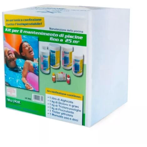 Kit Di Manutenzione Con Alghicida Antialghe Dicloro Tricloro Flocculante Tester PH/cloro 3 Kit Di Manutenzione Con Alghicida Antialghe Dicloro Tricloro Flocculante Tester PH/cloro