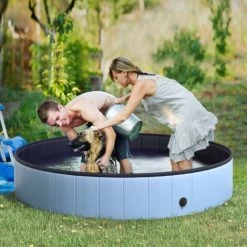 PawHut Piscina Pieghevole Per Cani In PVC, Azzurro, Ø160x30cm 8 PawHut Piscina Pieghevole Per Cani In PVC, Azzurro, Ø160x30cm -Bestway Italia 28944672 2