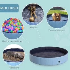 PawHut Piscina Pieghevole Per Cani In PVC, Azzurro, Ø160x30cm 10 PawHut Piscina Pieghevole Per Cani In PVC, Azzurro, Ø160x30cm -Bestway Italia 28944672 4