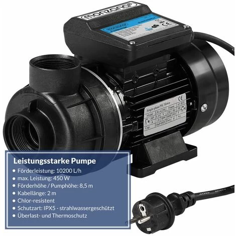 Monzana Pompa Per Sistemi Di Filtraggio A Sabbia Pompe Di Circolazione Per Piscina 400W (de) 4 Monzana Pompa Per Sistemi Di Filtraggio A Sabbia Pompe Di Circolazione Per Piscina 400W (de) - immagine 2