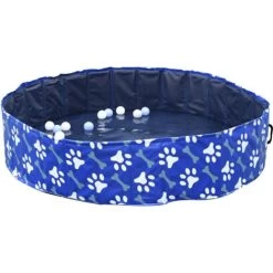PawHut Piscina Rigida Per Cani Taglia Grande Superiore A 65kg In Plastica Dura E Antiscivolo Per Giardino O Interni, Blu Φ140x30cm