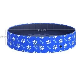 PawHut Piscina Rigida Per Cani Taglia Grande Superiore A 65kg In Plastica Dura E Antiscivolo Per Giardino O Interni, Blu Φ140x30cm -Bestway Italia 30504043 3