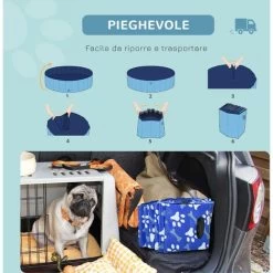 PawHut Piscina Rigida Per Cani Taglia Grande Superiore A 65kg In Plastica Dura E Antiscivolo Per Giardino O Interni, Blu Φ140x30cm -Bestway Italia 30504043 4