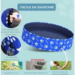 PawHut Piscina Rigida Per Cani Taglia Grande Superiore A 65kg In Plastica Dura E Antiscivolo Per Giardino O Interni, Blu Φ140x30cm -Bestway Italia 30504043 5