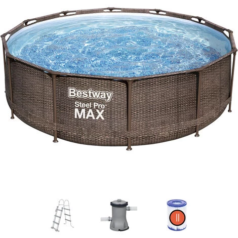 Piscina Fuori Terra Bestway Steel Pro Max Effetto Rattan 366x100 Cm Con Pompa Filtro A Cartuccia 2.006 L/H Con Scaletta 3 Piscina Fuori Terra Bestway Steel Pro Max Effetto Rattan 366x100 Cm Con Pompa Filtro A Cartuccia 2.006 L/H Con Scaletta