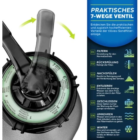 Tillvex Pompa Filtro Piscina Portata 10 M³/h Grigio - 5 Funzioni Di Filtrazione - Filtro Per Piscina Con Indicatore Di Pressione - Impianto Di Filtrazione A Sabbia Per Piscine E Vasche 4 Tillvex Pompa Filtro Piscina Portata 10 M³/h Grigio - 5 Funzioni Di Filtrazione - Filtro Per Piscina Con Indicatore Di Pressione - Impianto Di Filtrazione A Sabbia Per Piscine E Vasche - immagine 2