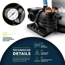 Tillvex Pompa Filtro Piscina Portata 10 M³/h Grigio - 5 Funzioni Di Filtrazione - Filtro Per Piscina Con Indicatore Di Pressione - Impianto Di Filtrazione A Sabbia Per Piscine E Vasche 10 Tillvex Pompa Filtro Piscina Portata 10 M³/h Grigio - 5 Funzioni Di Filtrazione - Filtro Per Piscina Con Indicatore Di Pressione - Impianto Di Filtrazione A Sabbia Per Piscine E Vasche -Bestway Italia 31103189 4