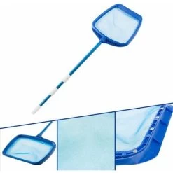 AREBOS Rete Per Piscina Rete Foglia Superficie Rete Con Asta Telescopica Blu