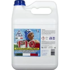 Chemical Flocculante Schiarente Liquido F10 5 Lt Per Acqua Piscina Piscine