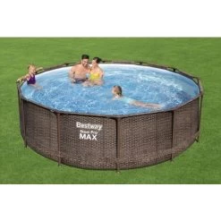 Bestway Piscina Base Struttura E Liner Rotonda Steel Pro MAX Da 366x100 Cm Rattan Scuro -Bestway Italia 33639021 3