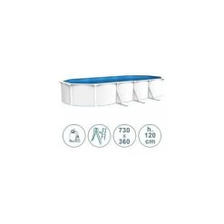 Piscina Fuori Terra In Acciaio ACQUAMARINA Bianca 730x360x120 Cm