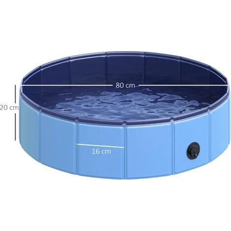 PawHut Piscina Per Cani Animali Domestici Portatile Pieghevole In PVC Blu Ø80x20cm 5 PawHut Piscina Per Cani Animali Domestici Portatile Pieghevole In PVC Blu Ø80x20cm - immagine 3