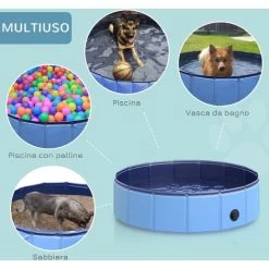 PawHut Piscina Per Cani Animali Domestici Portatile Pieghevole In PVC Blu Ø80x20cm 10 PawHut Piscina Per Cani Animali Domestici Portatile Pieghevole In PVC Blu Ø80x20cm -Bestway Italia 3993876 4