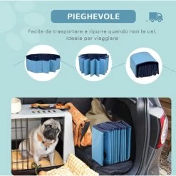 PawHut Piscina Per Cani Animali Domestici Portatile Pieghevole In PVC Blu Ø80x20cm 11 PawHut Piscina Per Cani Animali Domestici Portatile Pieghevole In PVC Blu Ø80x20cm -Bestway Italia 3993876 5