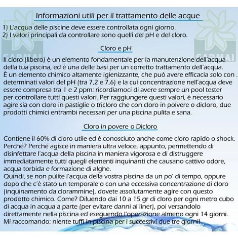 Dicloro 56% Cloro Granulare Trattamento Shock Rapido Acqua Piscina Barattolo Da 1 KG 4 Dicloro 56% Cloro Granulare Trattamento Shock Rapido Acqua Piscina Barattolo Da 1 KG - immagine 2