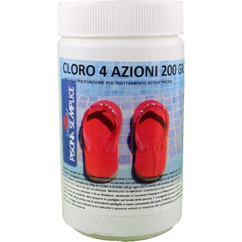 CLORO 4 IN 1 MULTIFUNZIONE 4 QUATTRO AZIONI PASTIGLIE 200 Gr PER ACQUA PISCINA BARATTOLO DA 1 KG 3 CLORO 4 IN 1 MULTIFUNZIONE 4 QUATTRO AZIONI PASTIGLIE 200 Gr PER ACQUA PISCINA BARATTOLO DA 1 KG