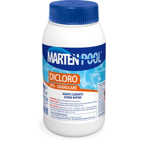 MARTEN DICLORO 56% GRANULARE 1KG AGENTE CLORANTE STABILIZZATO PER ACQUE DI PISCINA 3 MARTEN DICLORO 56% GRANULARE 1KG AGENTE CLORANTE STABILIZZATO PER ACQUE DI PISCINA