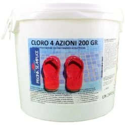 CLORO 4 AZIONI IN PASTIGLIE DA 200GR PER PISCINE - 5 Kg