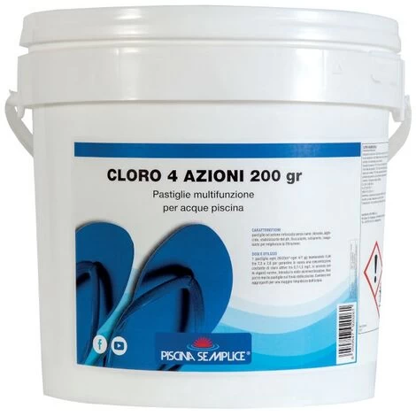 CLORO 4 AZIONI IN PASTIGLIE DA 200GR PER PISCINE - 5 Kg 4 CLORO 4 AZIONI IN PASTIGLIE DA 200GR PER PISCINE - 5 Kg - immagine 2