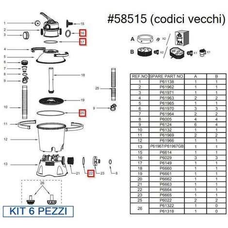 BESTWAY Kit 6 Pezzi Guarnizioni Per Il Filtro 58515 (ex 58397) 3 BESTWAY Kit 6 Pezzi Guarnizioni Per Il Filtro 58515 (ex 58397)