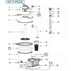 BESTWAY Kit 3 Pezzi Guarnizioni Pompa Modello 58257-58258-58400 3785 Lt/h