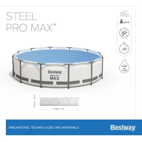 Piscina Fuori Terra Tubolare Bestway Steel Pro Max 305x100 Cm Con Pompa Filtro A Cartuccia 1.249 L/H Con Scaletta 6 Piscina Fuori Terra Tubolare Bestway Steel Pro Max 305x100 Cm Con Pompa Filtro A Cartuccia 1.249 L/H Con Scaletta - immagine 4
