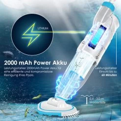 KESSER® Pool Vacuum Cleaner With Rechargeable Battery Electric Pool Floor Vacuum Cleaner Hand Vacuum Cleaner Pool Cleaner With Filter & 2-Speed System Hand Vacuum Blau (de), Bis Zu 15 M³ (15000 Li 9 KESSER® Pool Vacuum Cleaner With Rechargeable Battery Electric Pool Floor Vacuum Cleaner Hand Vacuum Cleaner Pool Cleaner With Filter & 2-Speed System Hand Vacuum Blau (de), Bis Zu 15 M³ (15000 Li -Bestway Italia 53551520 3