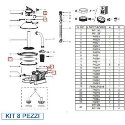 BESTWAY Kit 8 Pezzi Guarnizioni Per Filtri 58257 58258 58400 Da 3785 Lt-h