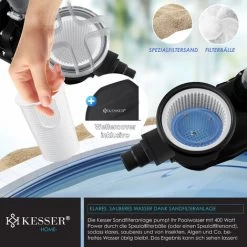 KESSER® Sistema Di Filtraggio A Sabbia Filtro A Sabbia + Sfere Filtranti Da 700 G Sostituire 25 Kg Di Sabbia Filtrante Valvola A 7 Vie Con Indicatore Di Pressione Filtro Per Piscina Sistema Di Filtrag -Bestway Italia 54288620 3