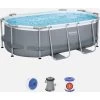 Kit Completo Piscina BESTWAY - Grigio Spinelle - Piscina Ovale Tubolare 3x2 M, Incl. Pompa Filtro E Kit Di Riparazione -Bestway Italia 54427828 1
