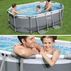 Kit Completo Piscina BESTWAY - Grigio Spinelle - Piscina Ovale Tubolare 3x2 M, Incl. Pompa Filtro E Kit Di Riparazione -Bestway Italia 54427828 3