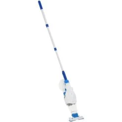 Outsunny Pulitore Aspiratore Per Piscine A Batteria Con Palo Telescopico, Spazzole E Filtro, Bianco E Blu