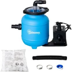 OUTSUNNY Outusunny Pompa Per Piscine 200W Con Nanosfere Filtranti E Filtro A Sabbia, 50x43x25cm, Blu