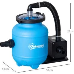 OUTSUNNY Outusunny Pompa Per Piscine 200W Con Nanosfere Filtranti E Filtro A Sabbia, 50x43x25cm, Blu -Bestway Italia 54558162 3