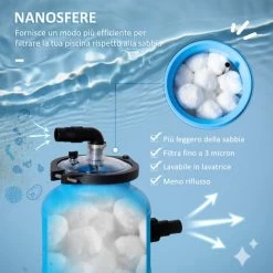 OUTSUNNY Outusunny Pompa Per Piscine 200W Con Nanosfere Filtranti E Filtro A Sabbia, 50x43x25cm, Blu -Bestway Italia 54558162 4