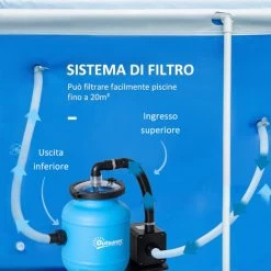 OUTSUNNY Outusunny Pompa Per Piscine 200W Con Nanosfere Filtranti E Filtro A Sabbia, 50x43x25cm, Blu -Bestway Italia 54558162 5