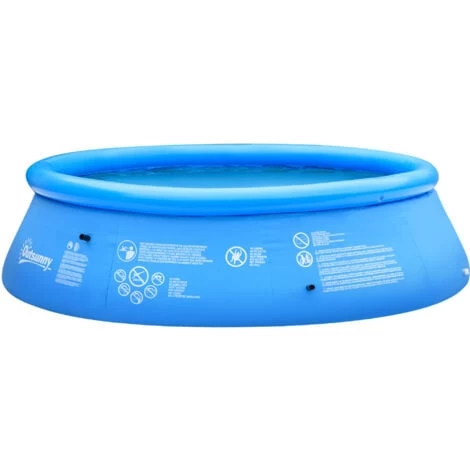 Outsunny Piscina Gonfiabile Da Giardino Per 3-4 Persone In PVC A 3 Strati Con Valvola Di Scarico E Pompa Manuale Inclusa, Φ274x76cm, Blu 3 Outsunny Piscina Gonfiabile Da Giardino Per 3-4 Persone In PVC A 3 Strati Con Valvola Di Scarico E Pompa Manuale Inclusa, Φ274x76cm, Blu