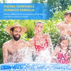 Outsunny Piscina Gonfiabile Da Giardino Per 3-4 Persone In PVC A 3 Strati Con Valvola Di Scarico E Pompa Manuale Inclusa, Φ274x76cm, Blu 10 Outsunny Piscina Gonfiabile Da Giardino Per 3-4 Persone In PVC A 3 Strati Con Valvola Di Scarico E Pompa Manuale Inclusa, Φ274x76cm, Blu -Bestway Italia 55054611 4