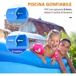 Outsunny Piscina Gonfiabile Rettangolare Da Esterni Per 1-2 Adulti In PVC Resistente, 2 Camere D'Aria E Valvola Di Scarico, 262x176x56cm, Blu 10 Outsunny Piscina Gonfiabile Rettangolare Da Esterni Per 1-2 Adulti In PVC Resistente, 2 Camere D'Aria E Valvola Di Scarico, 262x176x56cm, Blu -Bestway Italia 55054626 4