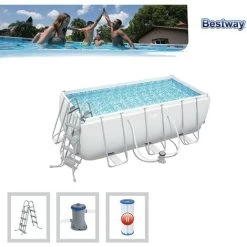Piscina Fuori Terra Power Steel Frame Rettangolare 412x201x122 Cm, Bestway 56456 -Bestway Italia 55277469 3